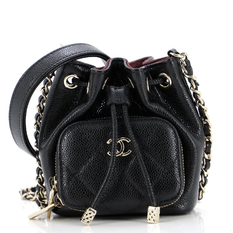 Luxury Christian Dior crossbody bags with a chain - link strapBusiness Affinity Drawstring Bucket Bag Quilted Caviar Mini