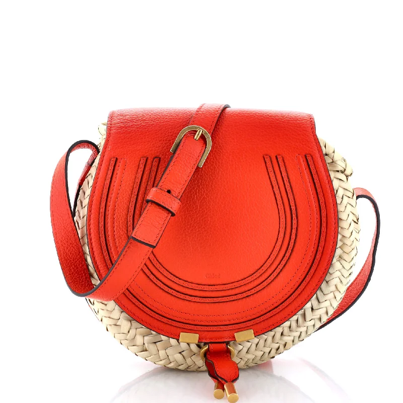 Christian Dior Saddle bags with a distressed leather finishMarcie Basket Crossbody Bag Raffia and Leather Small