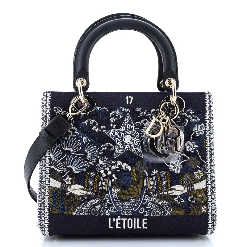 High - fashion Christian Dior bags with a geometric patternTarot Lady Dior Bag Embellished Canvas Medium