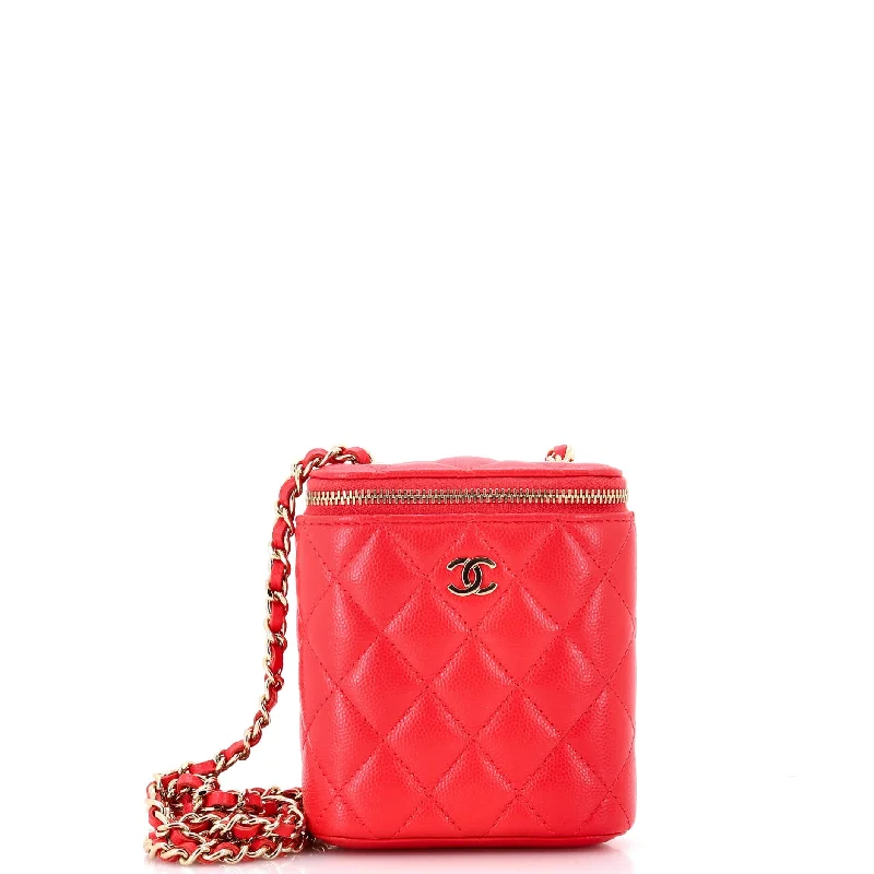 Christian Dior bags with a detachable coin purse insideVertical Classic Vanity Case with Chain Quilted Caviar Mini