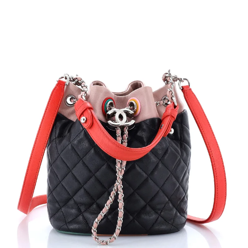 Christian Dior Saddle bags with a studded trim for a bold lookCuba Drawstring Bucket Bag Quilted Lambskin Small