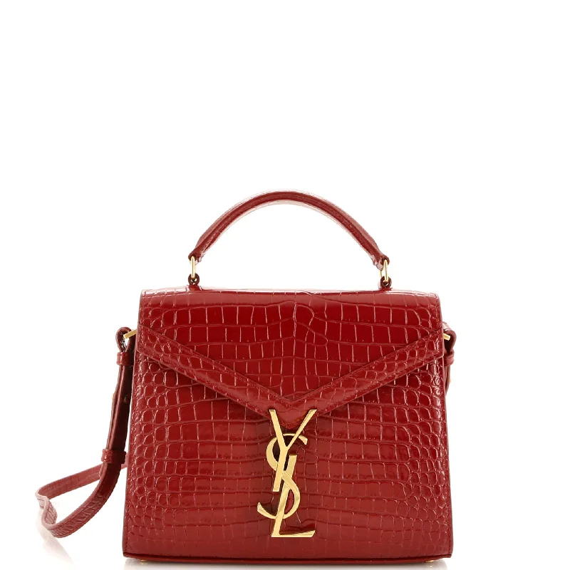 Christian Dior handbags with a back - pocket for quick storageCassandra Top Handle Bag Crocodile Embossed Leather Mini