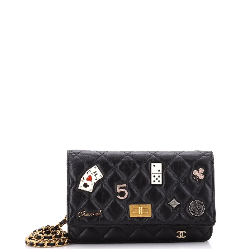 Christian Dior handbags with a detachable mirror for on - the - go touch - upsLucky Charms Reissue 2.55 Wallet on Chain Quilted Calfskin