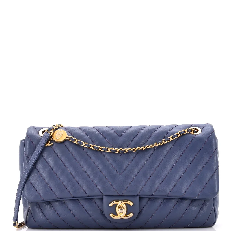 Christian Dior crossbody bags with a front - flap pocket for easy accessMedallion Charm Flap Bag Chevron Calfskin Jumbo