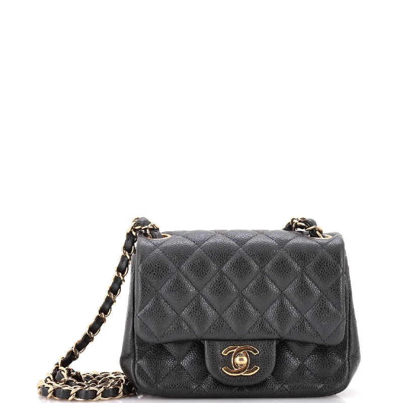 Christian Dior handbags with a removable shoulder strap for versatilitySquare Classic Single Flap Bag Quilted Caviar Mini