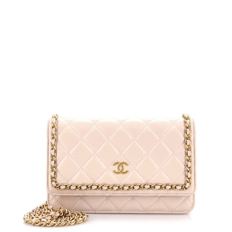 Stylish Christian Dior shoulder bags with a tassel - adorned zipperChain Around Wallet on Chain Quilted Lambskin