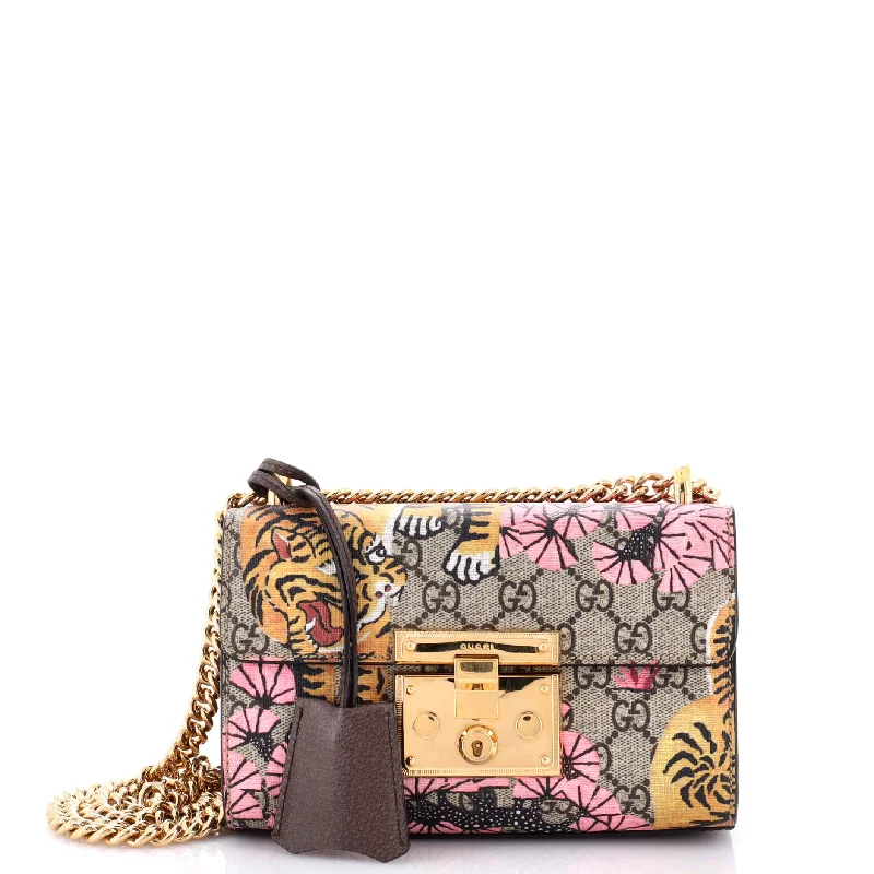 Stylish Christian Dior shoulder bags with a tassel - adorned zipperPadlock Shoulder Bag Bengal Print GG Coated Canvas Small