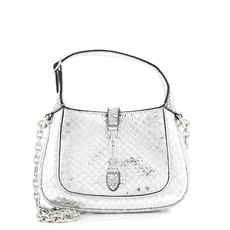 Stylish Christian Dior shoulder bags with a tassel - adorned zipperJackie 1961 Chain Hobo Snakeskin with Crystals Mini