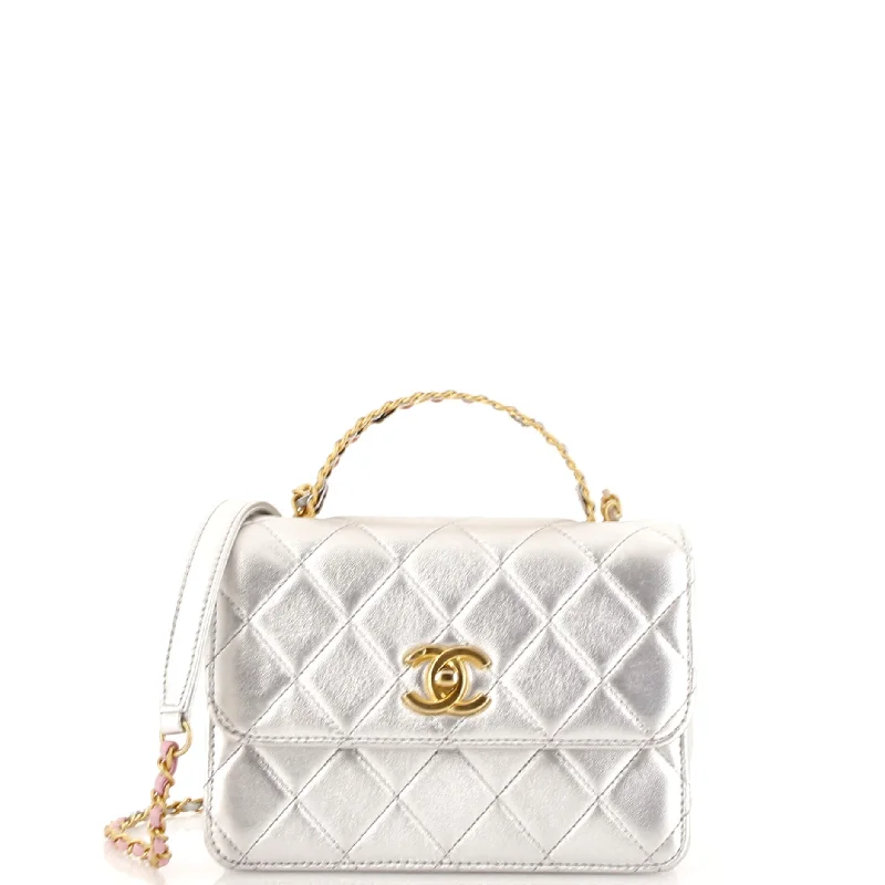 Christian Dior crossbody bags with a front - flap pocket for easy accessLogo Links Top Handle Flap Bag Quilted Calfskin Mini