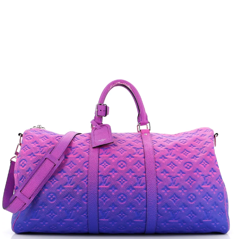 High - fashion Christian Dior bags with a geometric patternKeepall Bandouliere Bag Limited Edition Illusion Monogram Taurillon Leather 50