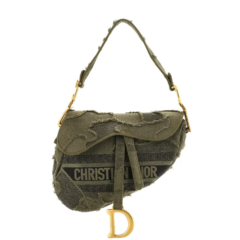 Trendsetting Christian Dior crossbody bags with a colorful strapSaddle Handbag Camouflage Embroidered Canvas Medium