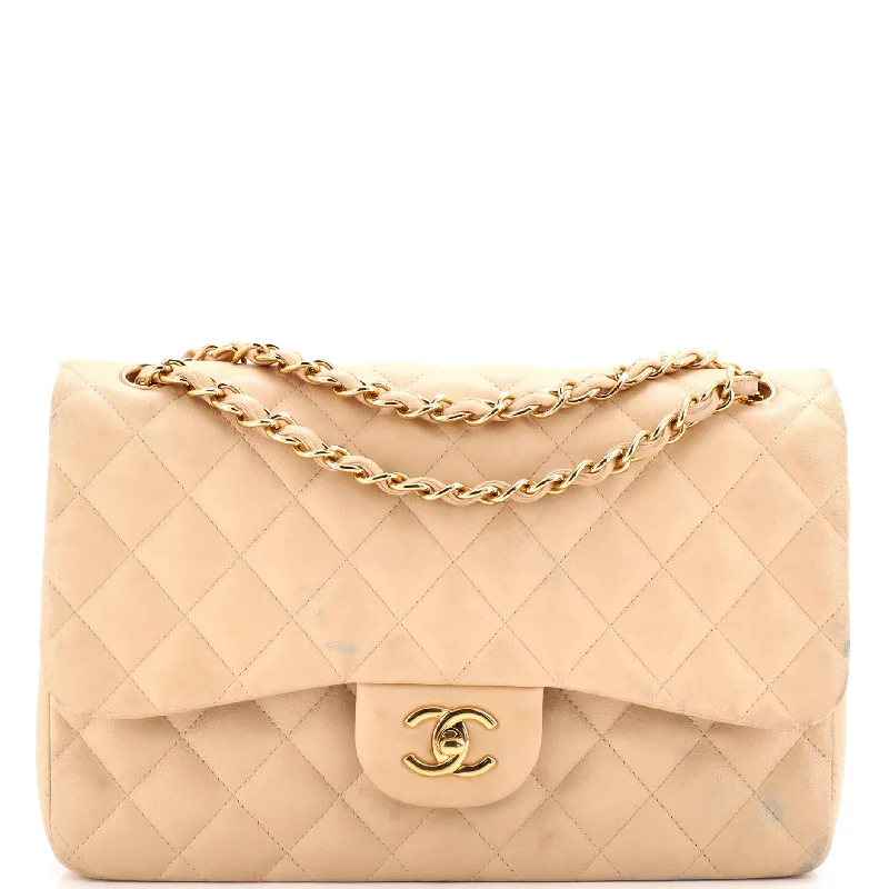 Christian Dior Saddle bags with a patent leather finish for a shiny lookClassic Double Flap Bag Quilted Lambskin Jumbo