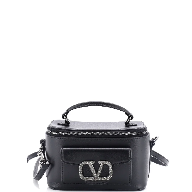 Christian Dior handbags with a snap - button closure and a decorative buckleVLogo Loco Top Handle Vanity Case Leather with Crystal Detail Mini