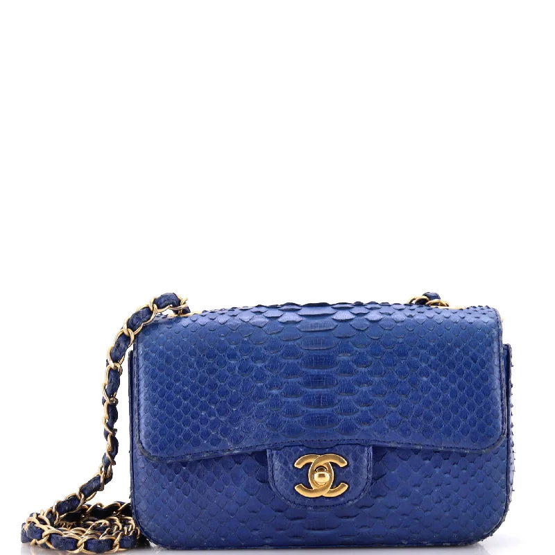 Luxury Christian Dior crossbody bags with a chain - link strapClassic Single Flap Bag Python Mini