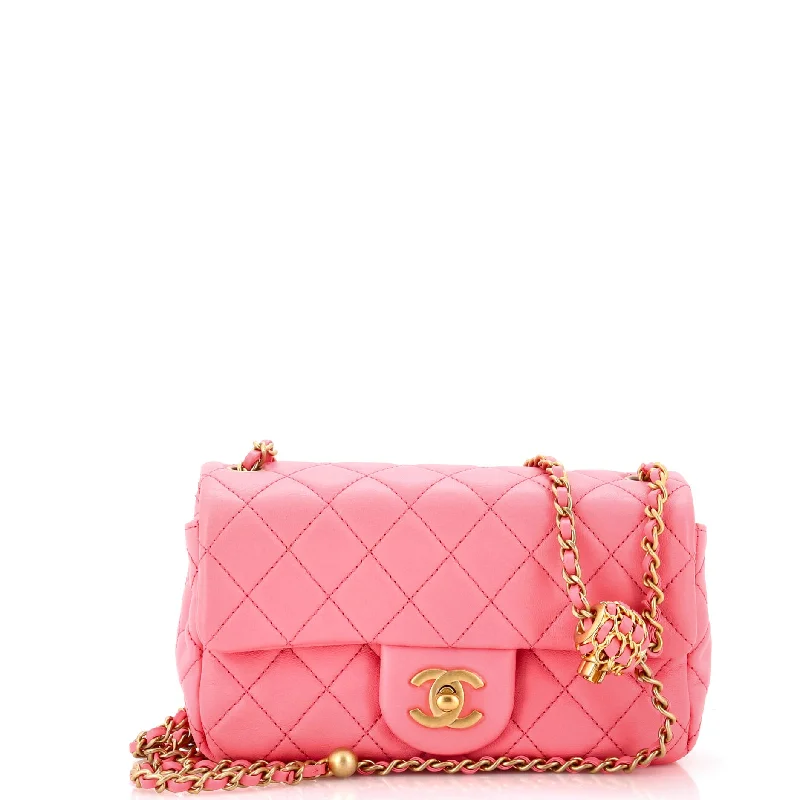 Christian Dior handbags with a detachable mirror for on - the - go touch - upsPearl Crush Flap Bag Quilted Lambskin Mini