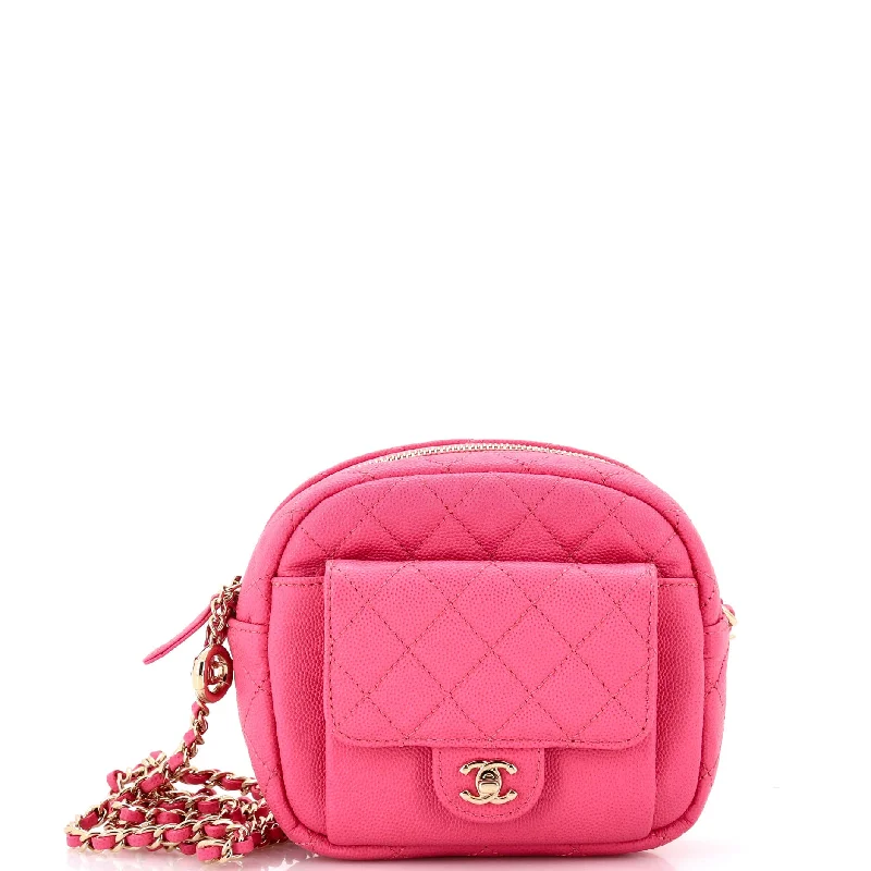 Stylish Christian Dior shoulder bags with a tassel - adorned zipperCC Day Camera Case Quilted Caviar Small