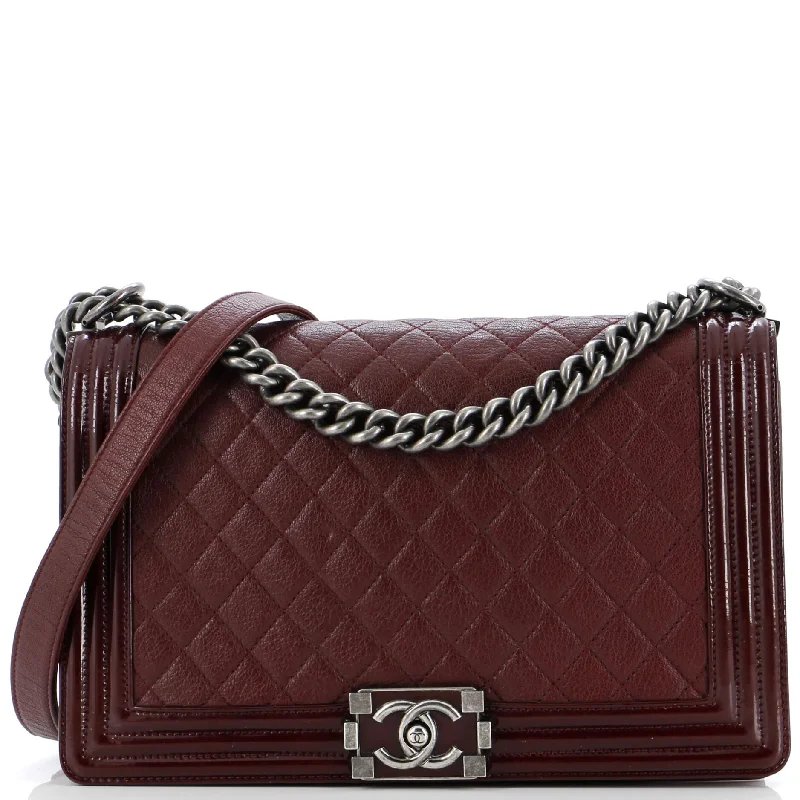 Stylish Christian Dior shoulder bags with a tassel - adorned zipperBoy Flap Bag Quilted Goatskin with Patent New Medium