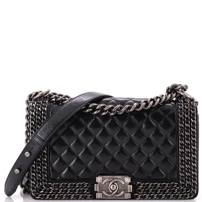 Christian Dior handbags with a back - pocket for quick storageChained Boy Flap Bag Quilted Glazed Calfskin Old Medium