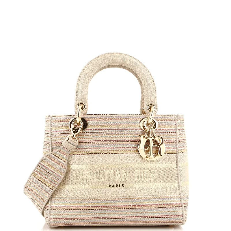 High - fashion Christian Dior bags with a geometric patternLady D-Lite Bag Embroidered Canvas Medium