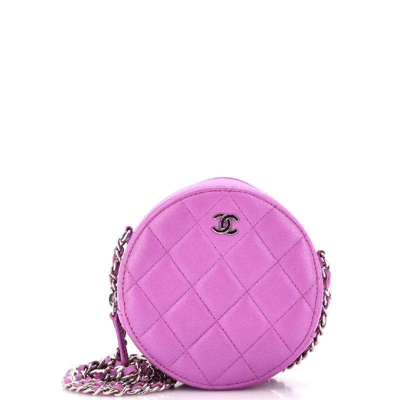 Trendsetting Christian Dior crossbody bags with a colorful strapRound Clutch with Chain Quilted Lambskin Mini