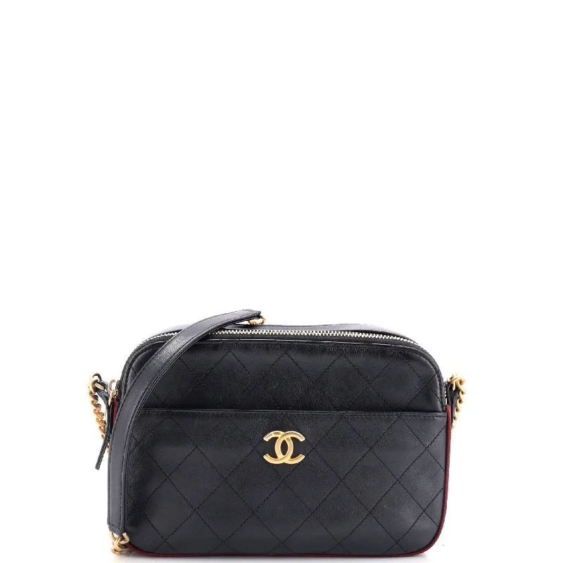 Christian Dior handbags with a detachable mirror for on - the - go touch - upsButton Up Camera Case Quilted Calfskin with Grosgrain Small