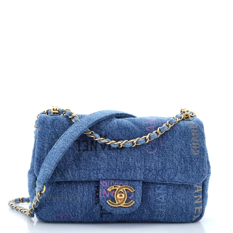 Christian Dior Saddle bags with a studded trim for a bold lookDenim Mood Flap Bag Logo Printed Quilted Denim Small