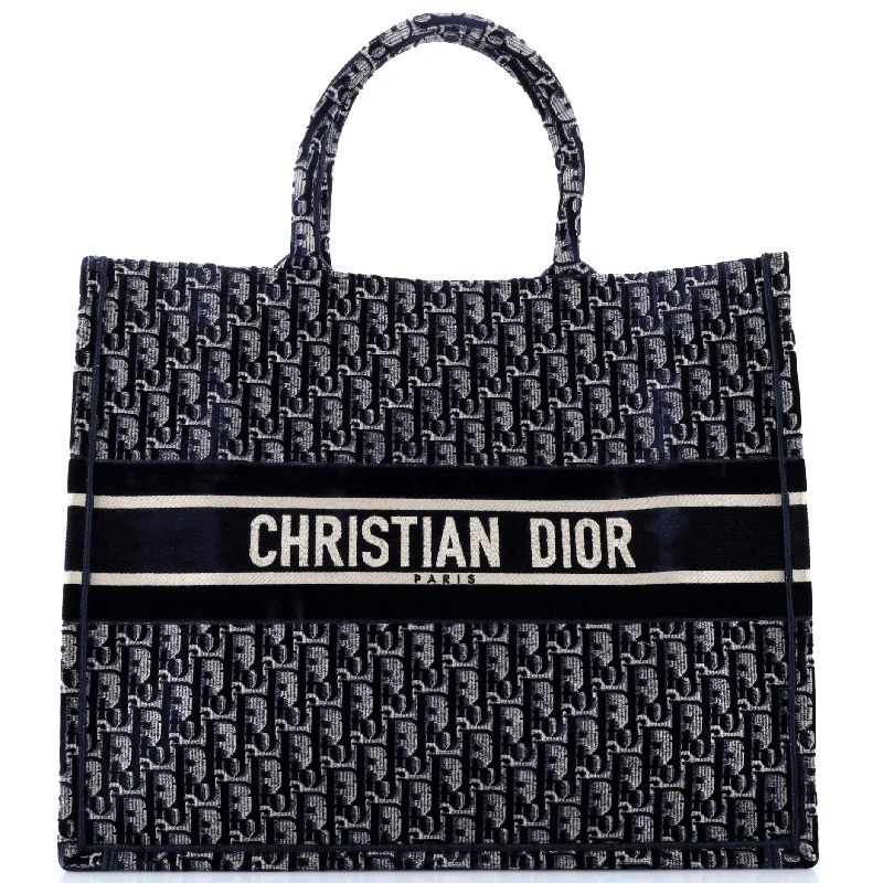 Contemporary Christian Dior handbags with a unique shapeBook Tote Oblique Velvet Large