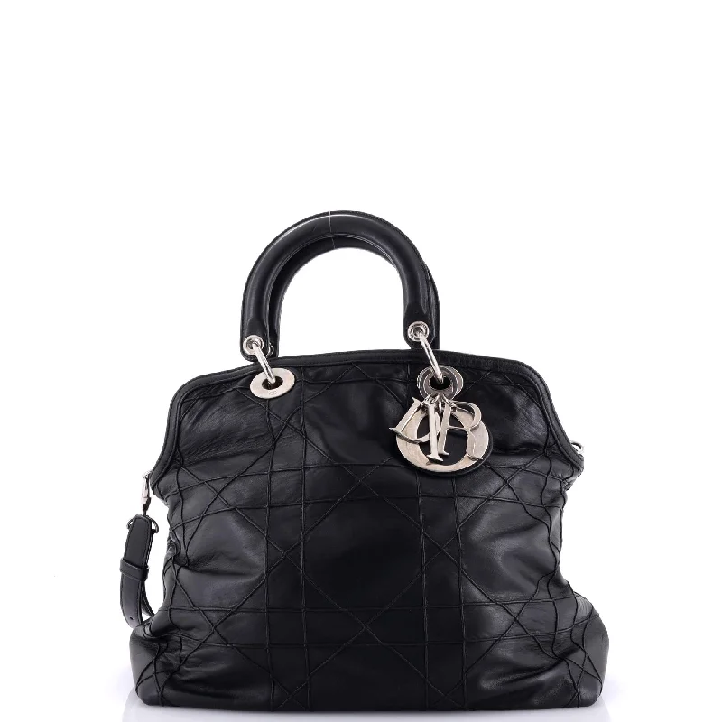 High - fashion Christian Dior bags with a geometric patternGranville Satchel Cannage Quilt Leather Small