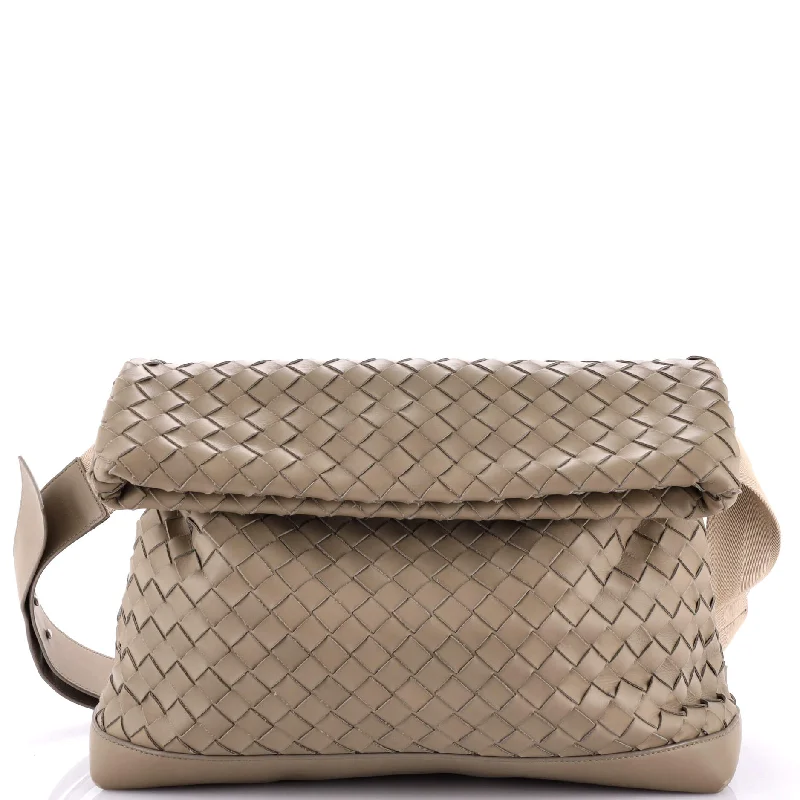 Luxury Christian Dior crossbody bags with a chain - link strapClassic Fold Over Messenger Bag Intrecciato Leather Large