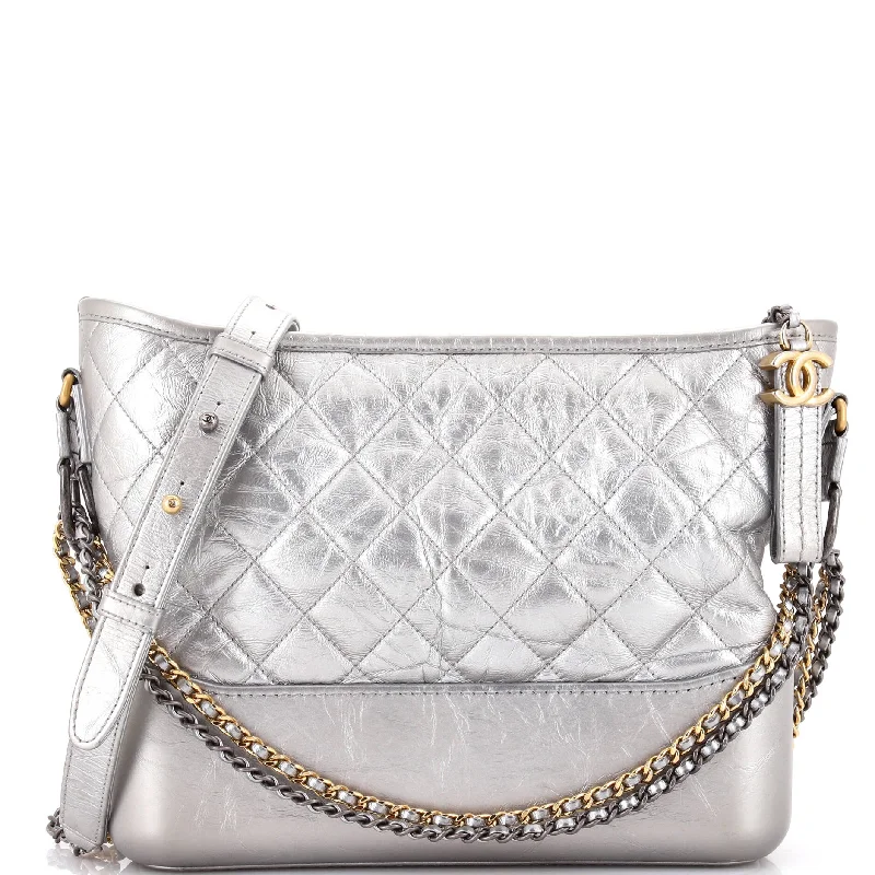 Christian Dior handbags with a detachable mirror for on - the - go touch - upsGabrielle Hobo Quilted Metallic Aged Calfskin Medium