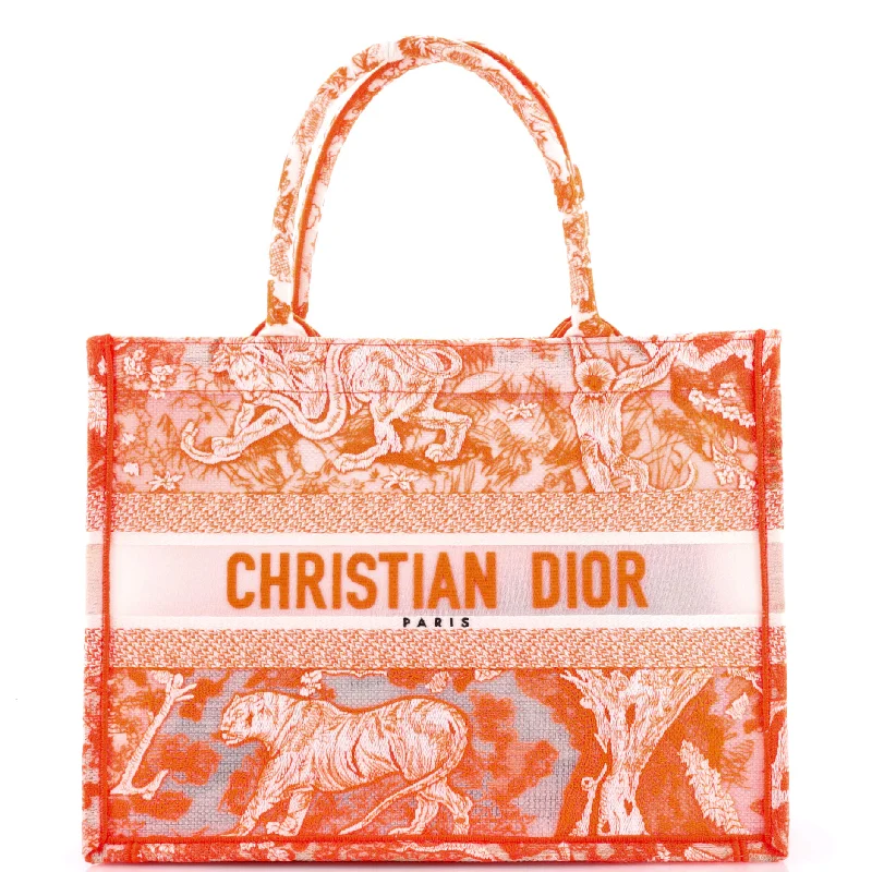 Luxury Christian Dior crossbody bags with a chain - link strapBook Tote Embroidered Transparent Canvas Medium