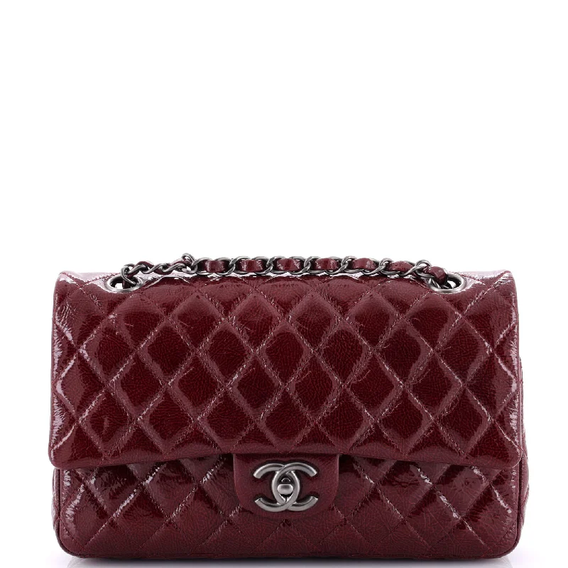 Christian Dior bags with a zip - top closure and multiple compartmentsClassic Double Flap Bag Quilted Crinkled Patent Medium