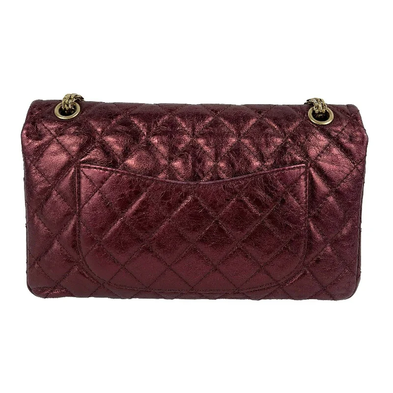 Chanel Small Crossbody Bag for TravelCHANEL - Metallic Quilted Calfskin 2.55 Reissue 227 Double Flap - Maroon