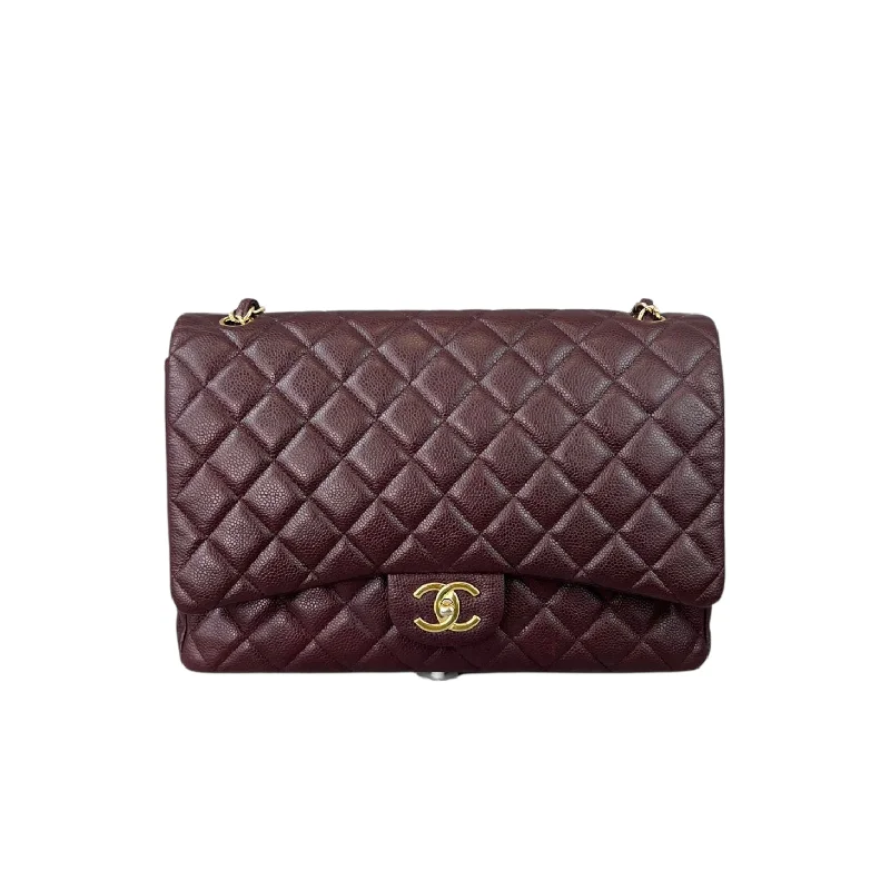 Chanel Vintage Inspired Handbag for Retro LoversDouble Flap Maxi Caviar Burgundy GHW