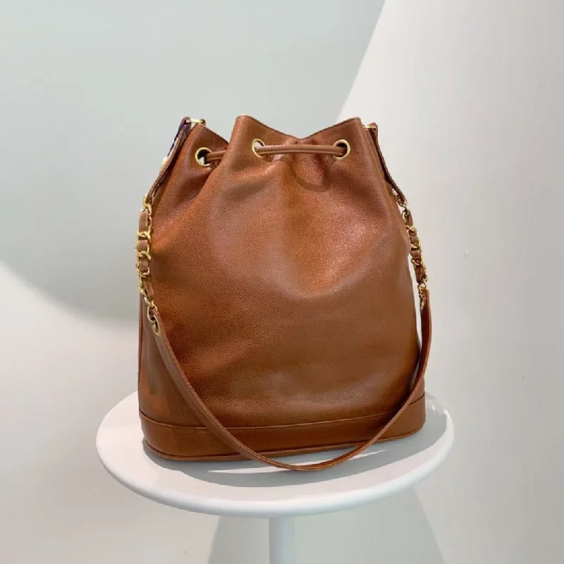 Chanel New Arrival Handbag with Gold HardwareChanel Vintage Brown Leather Drawstring Shoulder Bag 1994-1996