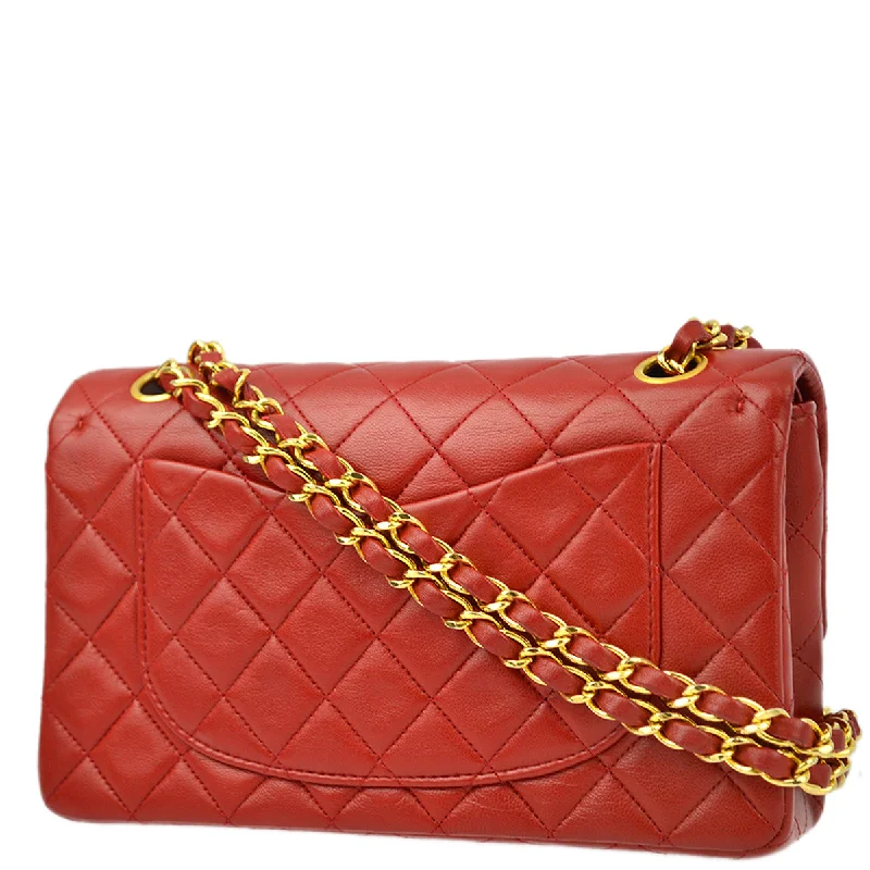 Chanel Luxury Handbag for High - End EventsChanel * Red Lambskin Small Classic Double Flap Shoulder Bag