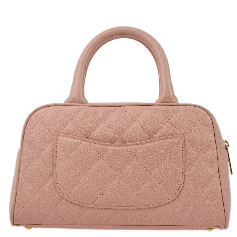 Chanel Quilted Leather Shoulder Bag for FashionistasChanel Pink Caviar Bowling Bag 27