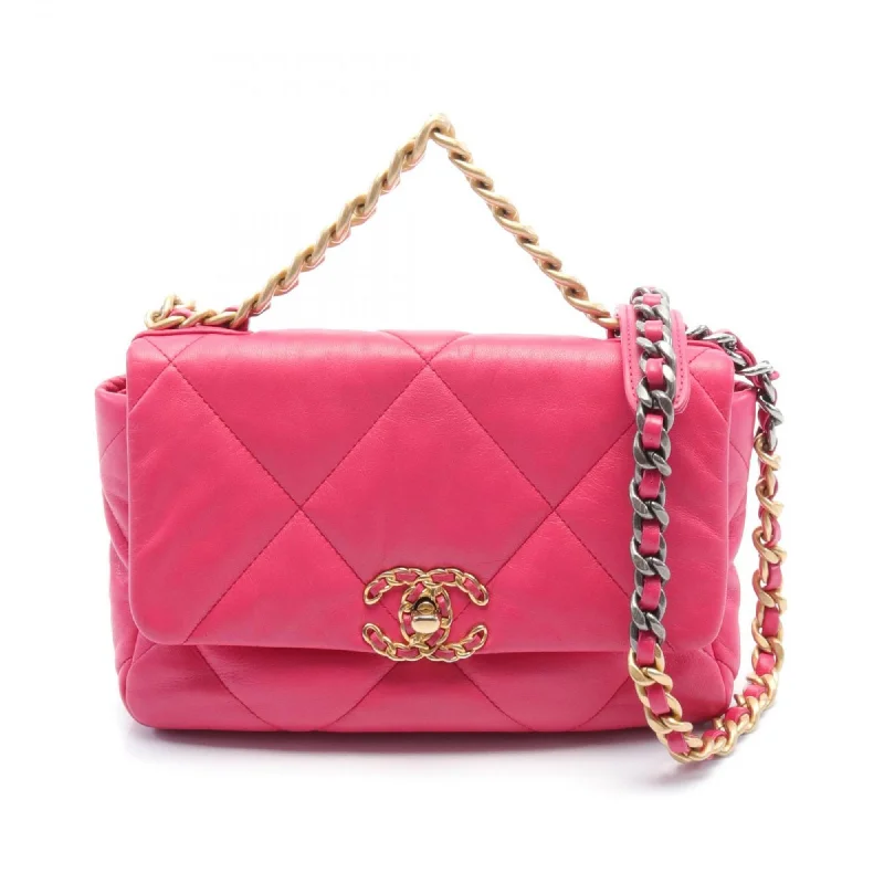 Chanel All - Match Handbag for Versatile StylingCHANEL 19 Disneuf Matelasse Shoulder Bag Leather Women's Pink AS1160