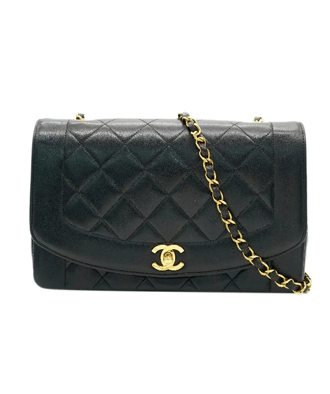 Chanel Lightweight Handbag for Daily ErrandsCHANEL VINTAGE DIANA MEDIUM CHAIN SHOULDER BAG BLACK LAMB SKIN DBXS2158