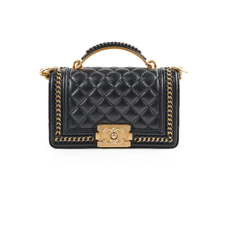 Chanel Colorful Handbag for Spring OutfitsChanel Boy Top Handle Small Black Lambskin Microchip