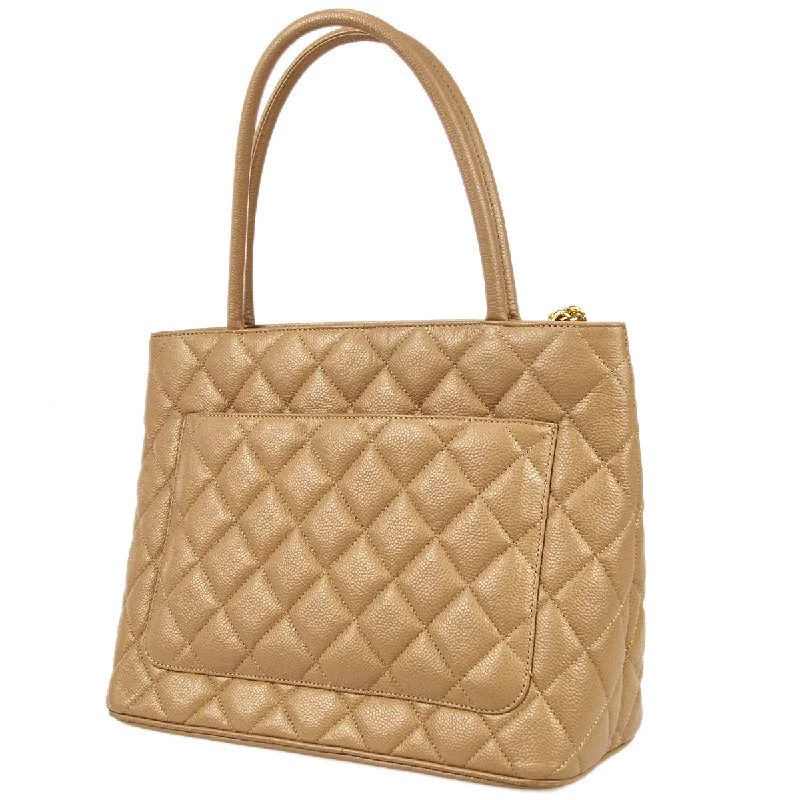 Chanel All - Match Handbag for Versatile StylingChanel Medallion Tote Handbag Beige Caviar