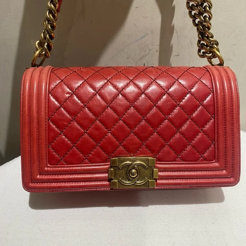 Chanel Chain Strap Handbag for Everyday UseChanel Leboy Medium Red Quilted Leather Shoulder Bag