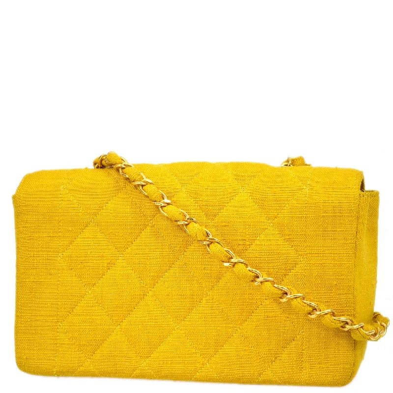 Chanel Designer Handbag with Unique DesignChanel 1991-1994 Yellow Linen Small Diana Flap Bag