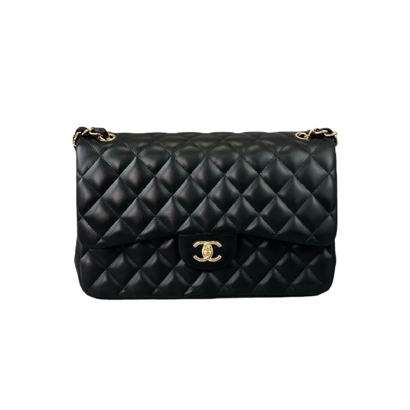 Chanel Luxury Handbag for High - End EventsClassic Double Flap Jumbo Lambskin Black GHW