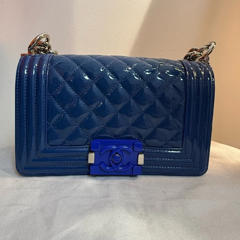 Chanel Chain Strap Handbag for Everyday UseChanel Leboy Blue Patent Quilted Chain Bag Medium