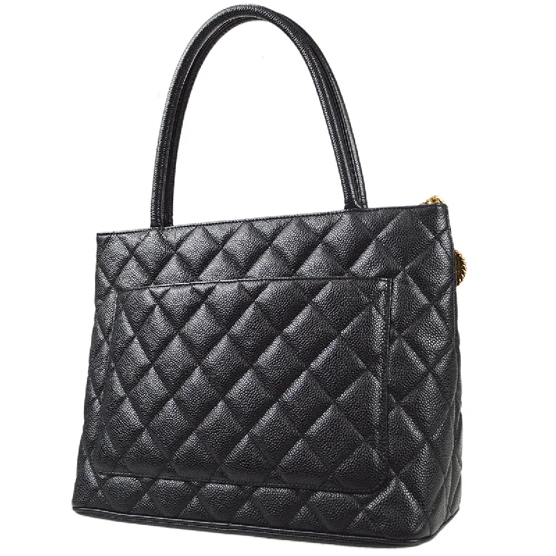 Chanel Chain Strap Handbag for Everyday UseChanel Medallion Quilted Tote Handbag Black Caviar