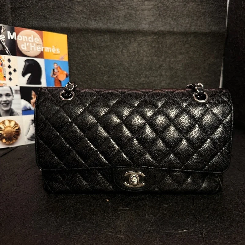 Chanel All - Match Handbag for Versatile StylingChanel Black Silver CF 24cm Quilted Leather Shoulder Bag