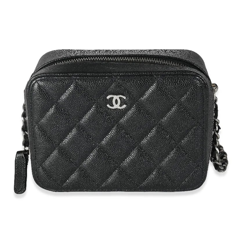 Chanel Classic Flap Bag for Evening PartyChanel Black Quilted Caviar Square Zip Around Camera Bag