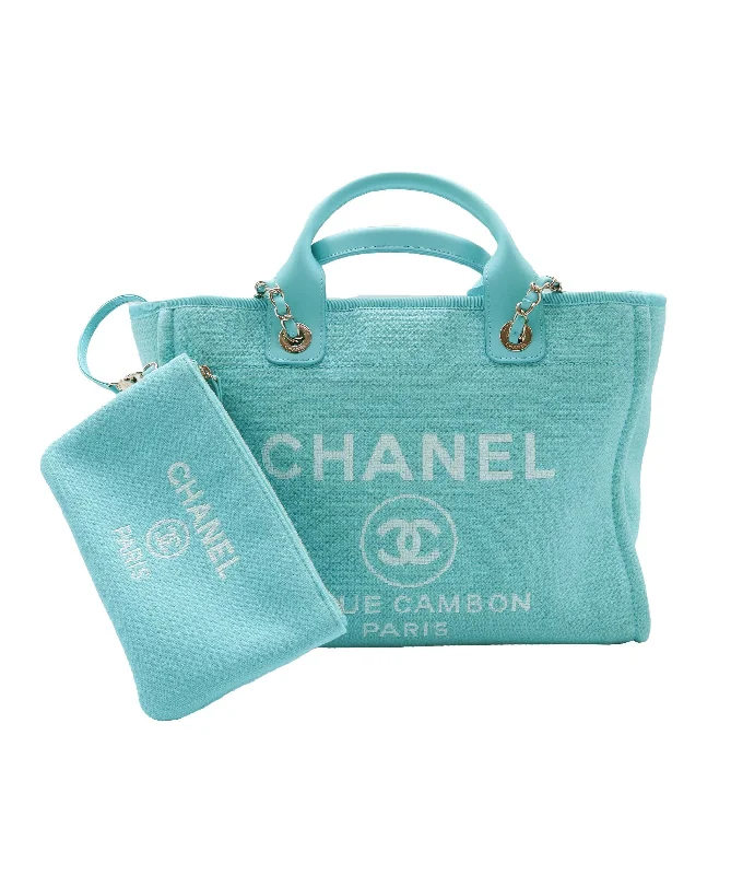 Chanel Designer Handbag with Unique DesignCHANEL Deauville canvas green tote bag  DXBS0595