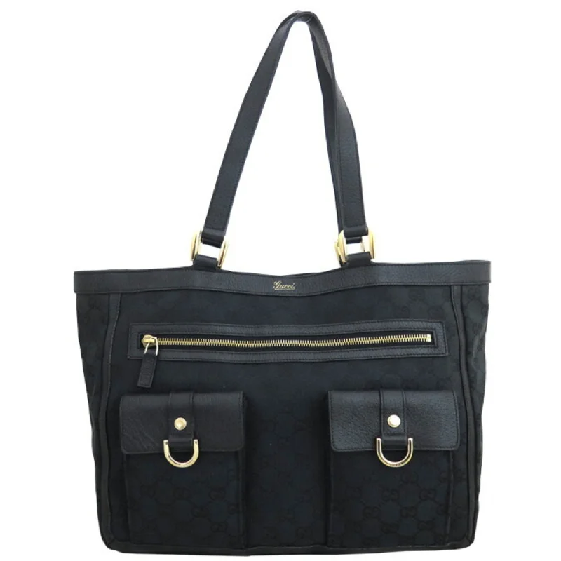 Women Gucci bags with a snap - button closure and a decorative charmGucci Bag GG Canvas Black x Gold Hardware Leather Shoulder Tote Women's Men's 146247